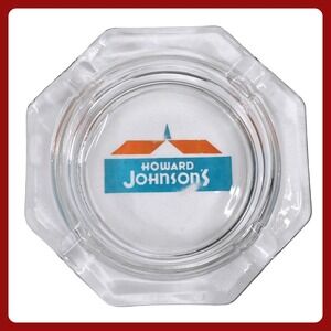 Howard Johnsons Ashtray Vintage Glass Octagon Orange Roof Restaurant Memorabilia